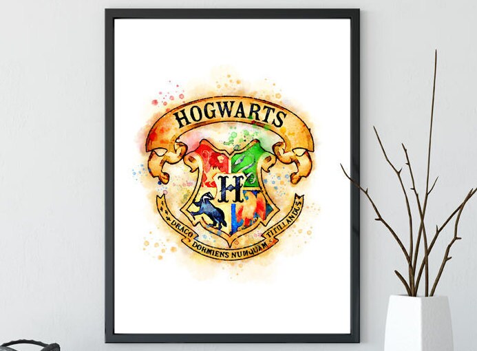 Hogwarts Crest Art Print Watercolor Harry Potter Art | Etsy