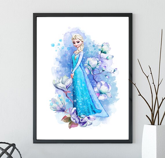 Frozen Elsa Print Frozen Disney Frozen Wall Decor Frozen Watercolor Frozen Art Print Frozen Wall Decor Disney Princess Poster
