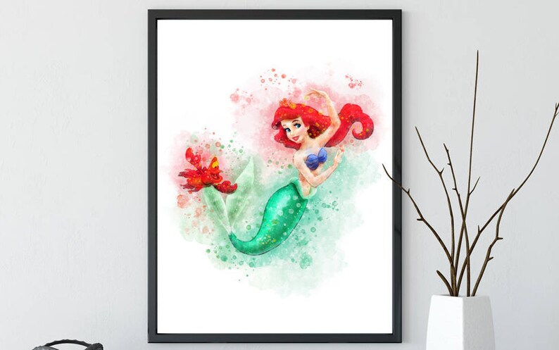 Nursery Decor Wall Art Princess And The Frog Princess Tiana Poster Watercolor Print Art Print Girls Room Decor Home Decor Wall Decor Picture Frames