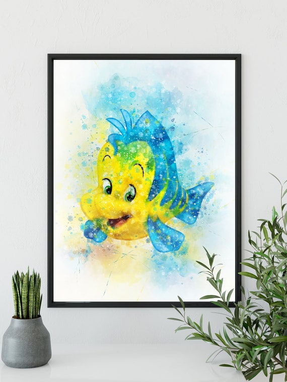 Flounder art The Little Mermaid Ariel disney art Flounder Etsy