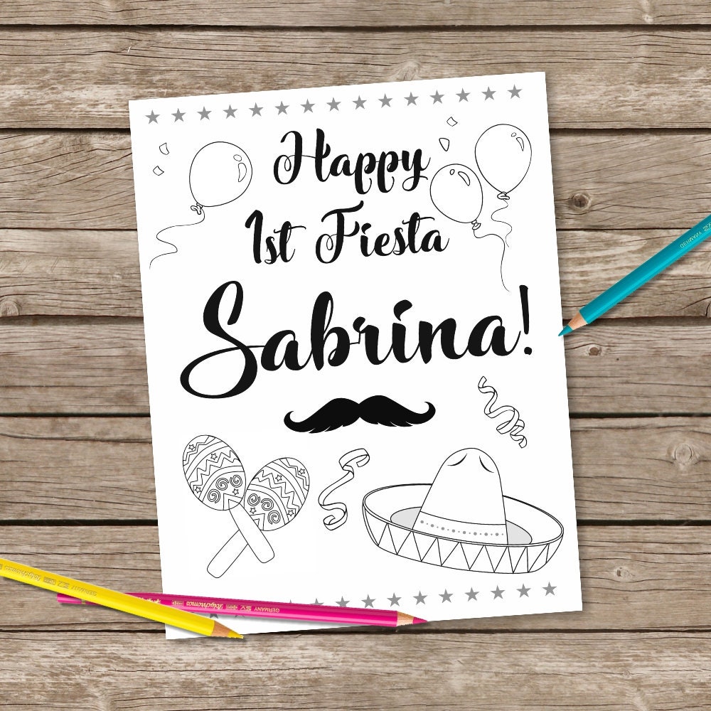 Fiesta Coloring First Fiesta Party Coloring Pages 6 Fiesta | Etsy