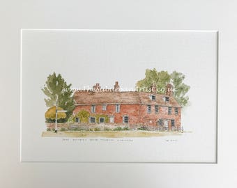 Jane Austen House Museum - Hand drawn watercolour painting