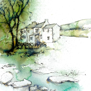 Yorkshire Dales - Golden Lion -  Ink and Watercolour - Limited Edition Print - Painting, Drawing, Art