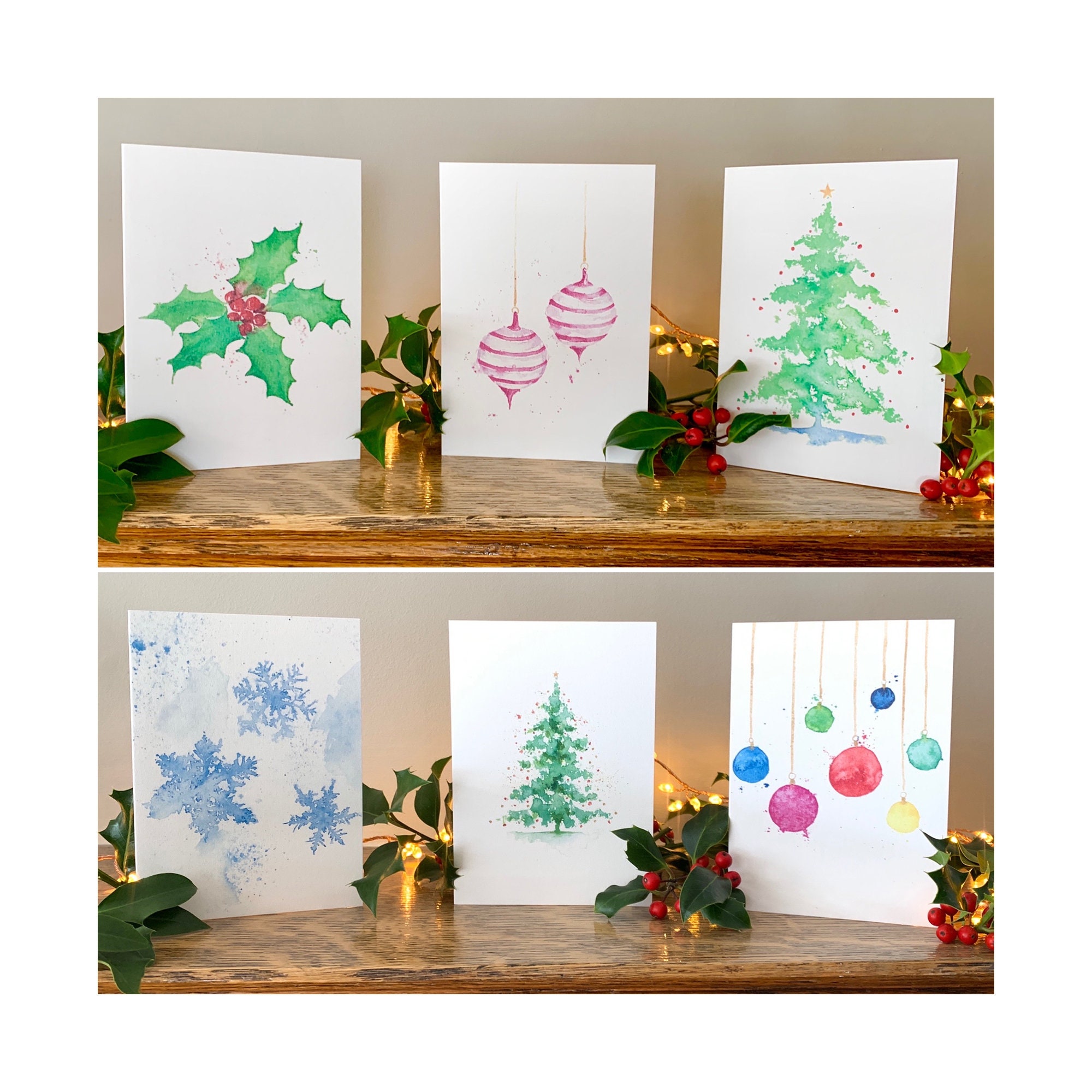 Christmas Cards Hand painted designs Packs of 6 | Etsy