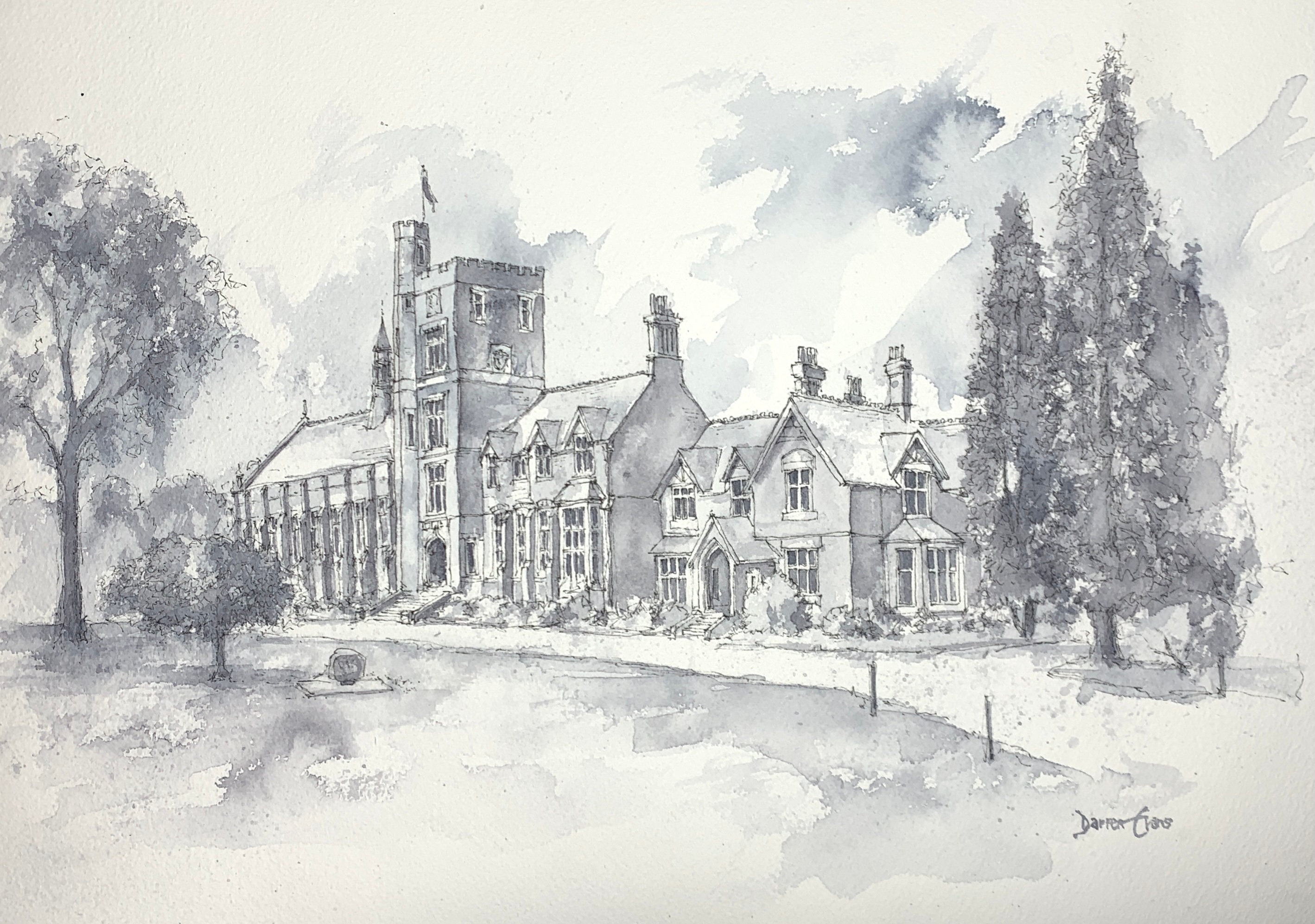 Wolverhampton Grammar School PRINT of Original watercolour painting 40cm x 30cm Etsy 日本