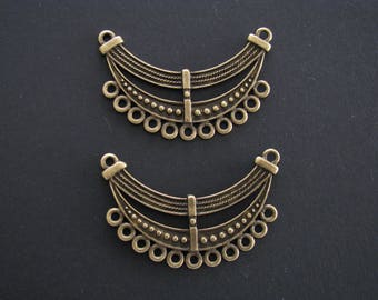 Bronze Boho Connectors Half Moon, Antique Bronze, Zinc Based Alloy, 4.6cm X 2.9cm,  Set of 2   (C26)