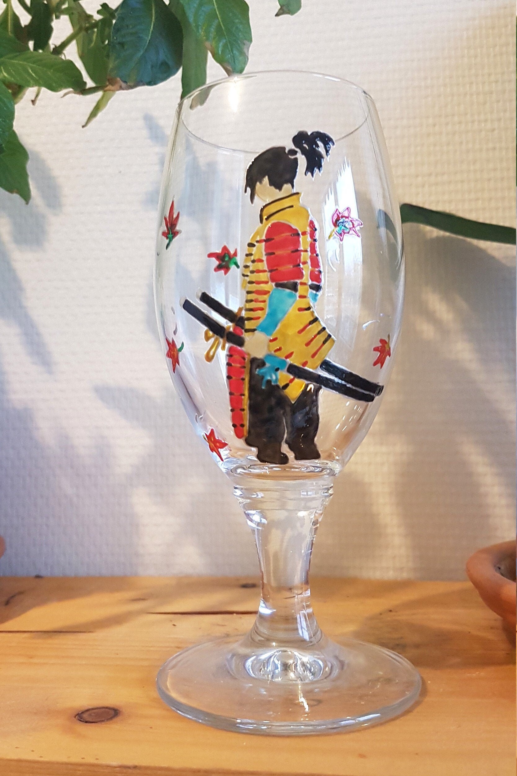 Le Samourai Japonais Verre à Whisky ou Bière Peint La Main