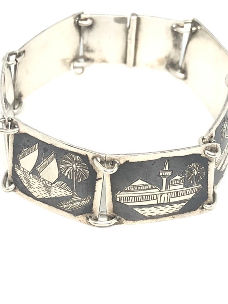 Unique collectible one off siam sterling silver 7 inch bracelet