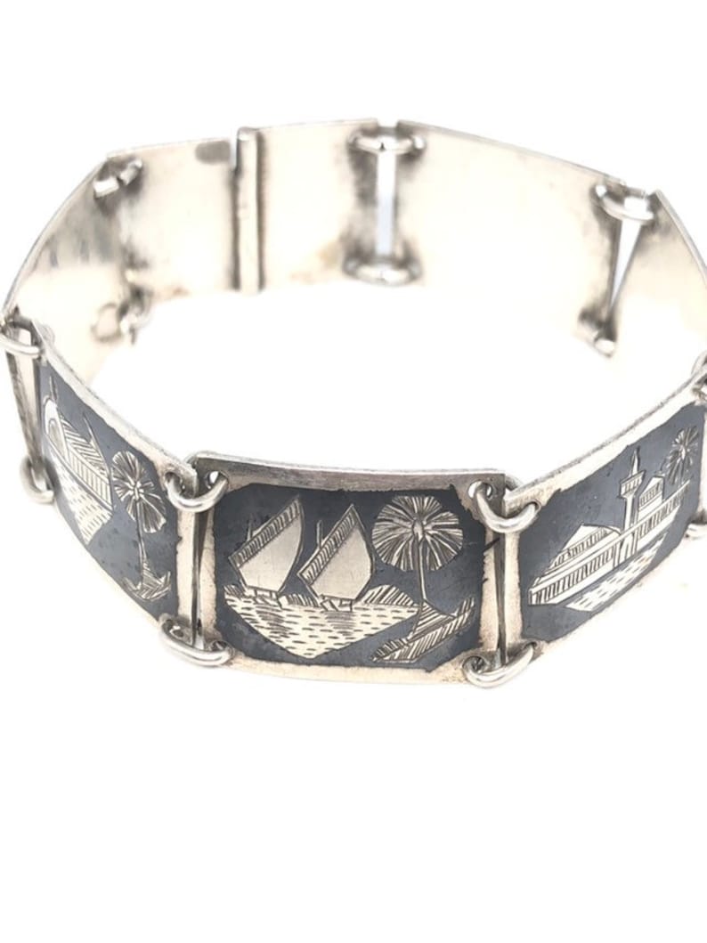 Unique collectible one off siam sterling silver 7 inch bracelet