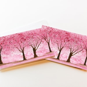 10 Tarjetas flores de árboles de cherry, Tarjetas de agradecimiento, tarjetas para niñas, tarjetas de amistad, tarjetas de familia