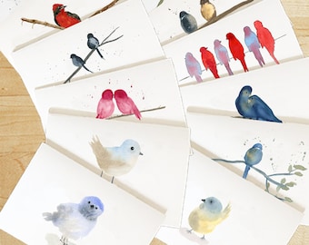 Custom Watercolor Birds Cards Variety Set, Watercolor Bird Note cards, Cute Bird Card, Choose Your Own Watercolor Bird Cards Set, Birds Card