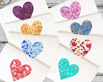 Watercolor Heart Cards, Love Cards, Watercolor Heart, Watercolor Valentines Cards, Hearts Card, Valentines Heart Cards, Valentine Cards Set