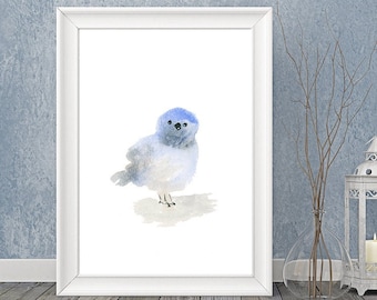 Watercolor Cute Bird Art, Watercolor Bird Print, Bird Nursery Art, Bird Wall Art, Watercolor Bird Baby Nursery Art, Kids Room Decoration