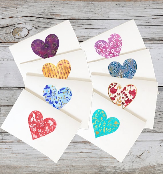 Watercolor Heart Cards, Watercolor Love Cards, Watercolor Heart, Watercolor  Love Card Set, Hearts Card Set, Valentines Heart Cards, Love Art 