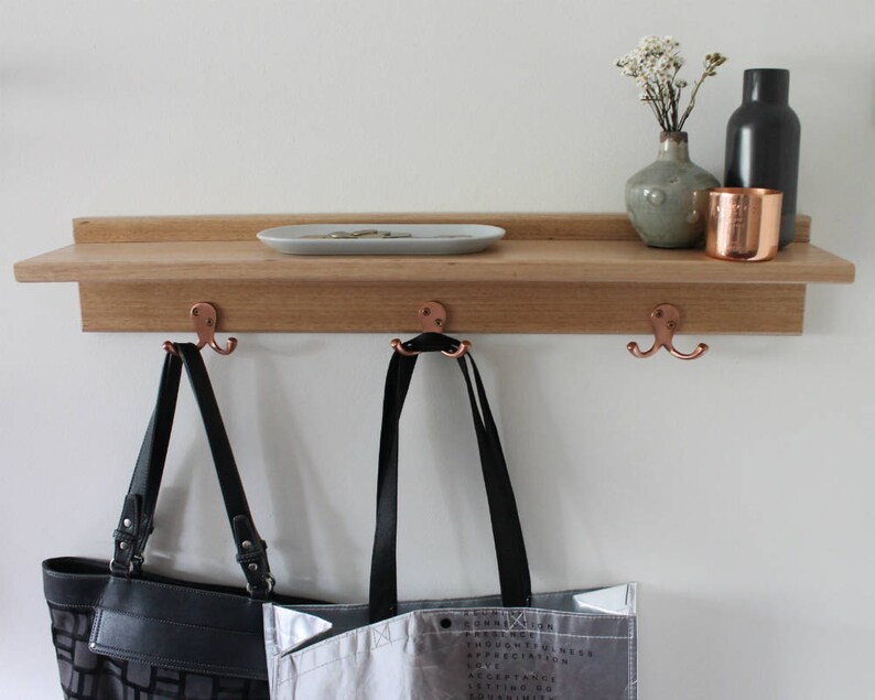 Coat Rack Wall Hook Floating Shelf Key Holder Home Decor Housewarming Gift Australia Entryway Organiser