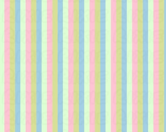 May include: A seamless pattern of vertical stripes in light blue, pale green, light pink, and yellow.
