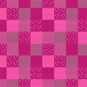 Valentine’s Day checkerboard seamless files. Magenta pink checkered seamless file design. Pink checkered hearts boho seamless file design.