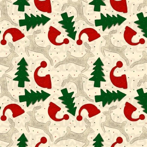 Christmas cookie seamless file. Christmas deer tree hat seamless file. Christmas boho red green seamless file. Christmas cookie seamless.