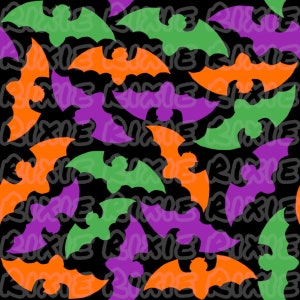 Bat purple orange green Halloween seamless design. Bat seamless files. Cute spooky Halloween bat seamless files. Halloween boy girl seamless