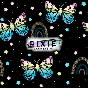 Seamless files. Black ombre pastel Blue green pink butterflies seamless files.