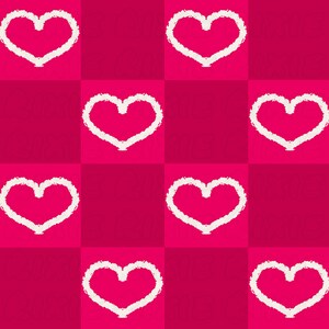 Valentine’s Day magenta seamless files. Magenta boho checkered seamless file design. Heart checkered valentines day seamless file design.