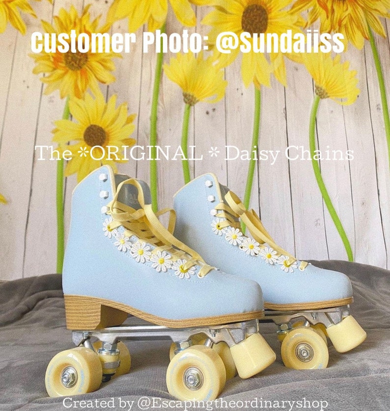 Roller Skate Accessories - Daisies - 1 PAIR of Daisies ( 2 chains total) Eyelet Flower Shoe Lace - The Original DAISY CHAINS ™ 