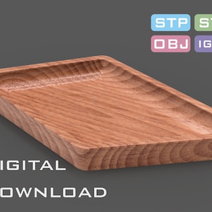 Key, wallet, jewellery holder tray -  parallelogram shaped 3D STL, STP model for CNC machine, 3D printer