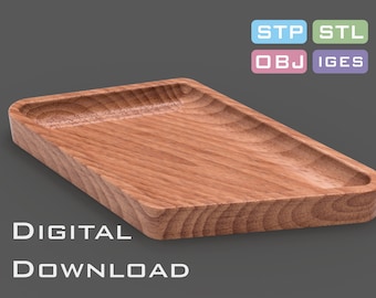Key, wallet, jewellery holder tray -  parallelogram shaped 3D STL, STP model for CNC machine, 3D printer