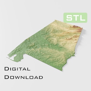 Detaillierte topographische Modell Alabama Topographie STL Dateien - Perfekt für den CNC und 3D Druck - CNC, 3D Druck, Reliefkarte
