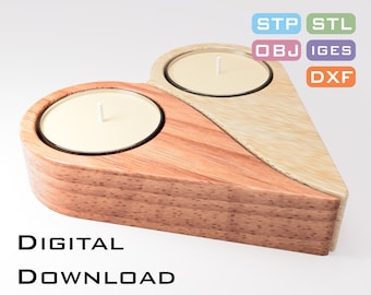 cnc router model 3d printer tea candle holder valentine day gift girlfriend gift wife stl file for beginner stp file for market seller