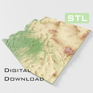 Modèle topographique détaillé Fichiers STL de topographie de l'Arizona - Parfait pour l'impression CNC et 3D - Impression CNC, 3D, carte en relief