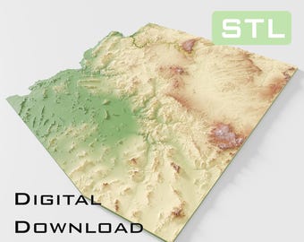 Modelo topográfico detallado Archivos STL de topografía de Arizona: perfectos para CNC e impresión 3D: CNC, impresión 3D, mapa en relieve
