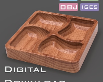 square shape tray design with compartments 3D STL, STP model for CNC machine, 3D printer