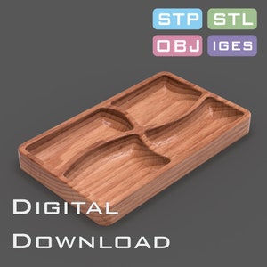 rectangualr shape tray design with compartments 3D STL, STP model for CNC machine, 3D printer