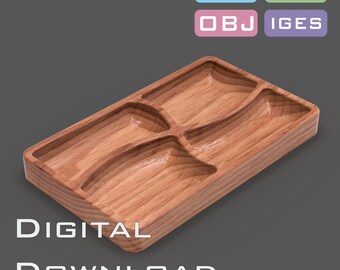 rectangualr shape tray design with compartments 3D STL, STP model for CNC machine, 3D printer