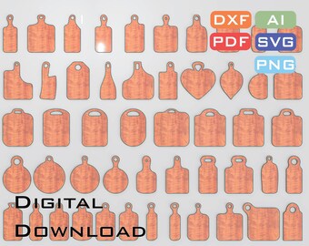 50 diseños de tablas de cortar / Descarga digital / Archivos ai, svg, dxf para corte láser y CNC