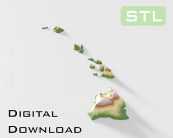 Detailed topographic model Hawaii Topography STL Files - Perfect for CNC and 3D Printing – CNC, 3D Printing, Relief Map