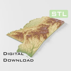 Detailed topographic model Mississippi Topography STL Files - Perfect for CNC and 3D Printing – CNC, 3D Printing, Relief Map