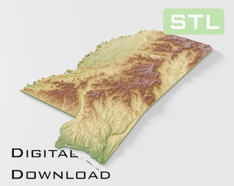 Szczegółowy model topograficzny Topografia Missisipi Pliki STL - idealne do CNC i drukowania 3D - CNC, drukowanie 3D, mapa reliefowa