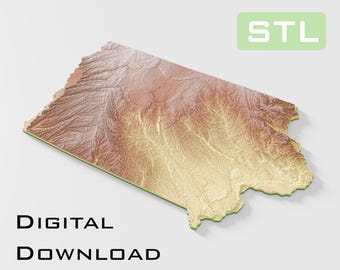 Detailed topographic model Iowa Topography STL Files - Perfect for CNC and 3D Printing – CNC, 3D Printing, Relief Map
