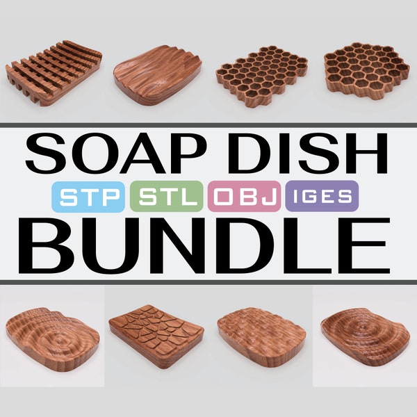 Bundle Soap Dish Holder 3D STL, STP model for CNC machine, 3D printer, milling, gift