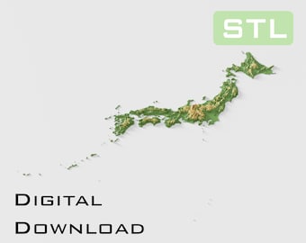 Detailed topographic model Japan Topography STL Files - Perfect for CNC and 3D Printing – CNC, 3D Printing, Relief Map