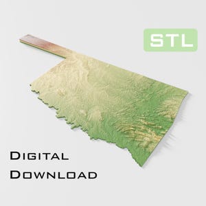 Detailed topographic model Oklahoma Topography STL Files - Perfect for CNC and 3D Printing – CNC, 3D Printing, Relief Map