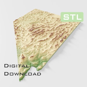 Modello topografico dettagliato Nevada Topography File STL - Perfetti per CNC e stampa 3D - CNC, stampa 3D, mappa in rilievo