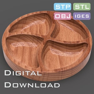 Circular shape tray design with compartments 3D STL, STP model for CNC machine, 3D printer