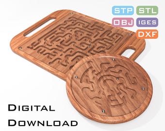 Maze Puzzle Box Model Woodworking Plan Files for CNC Router, Labyrinth for Kid Fine Motor Skill, Maze CNC Project - stp, stl, obj, iges, dxf