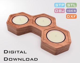 cnc router easy model 3d printer valentine day gift girlfriend gift wife tea candle bee lover honeycomb stl file for beginner stp file