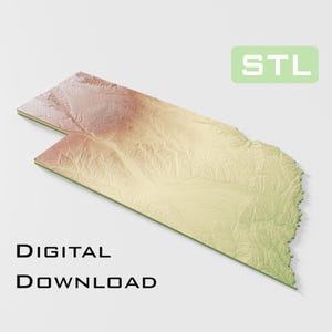 Detailed topographic model Nebraska Topography STL Files - Perfect for CNC and 3D Printing – CNC, 3D Printing, Relief Map