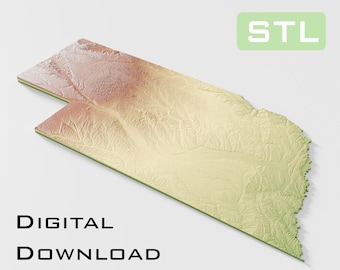 Detailed topographic model Nebraska Topography STL Files - Perfect for CNC and 3D Printing – CNC, 3D Printing, Relief Map