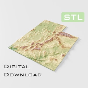 Detailed topographic model Utah Topography STL Files - Perfect for CNC and 3D Printing – CNC, 3D Printing, Relief Map